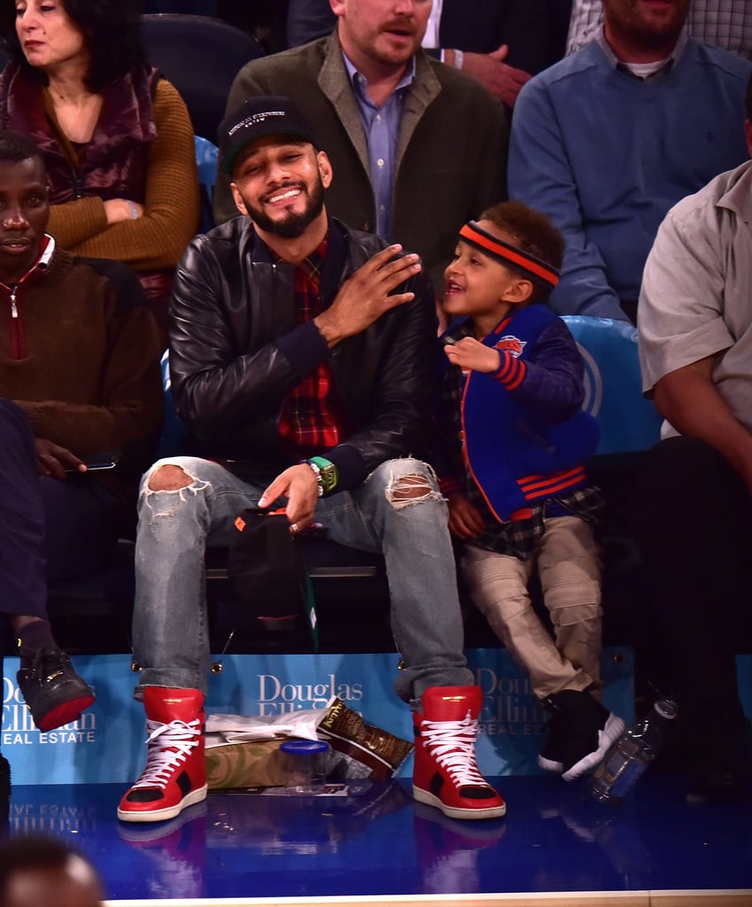 Swizz Beatz and Son at New York Knicks Game November 2015