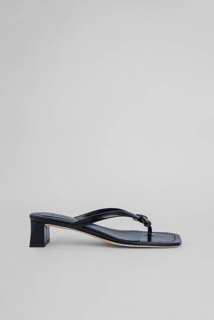 By Far Bibi Black Gloss Leather Sandals