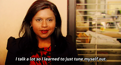 Kelly The Office talking to tune out gif