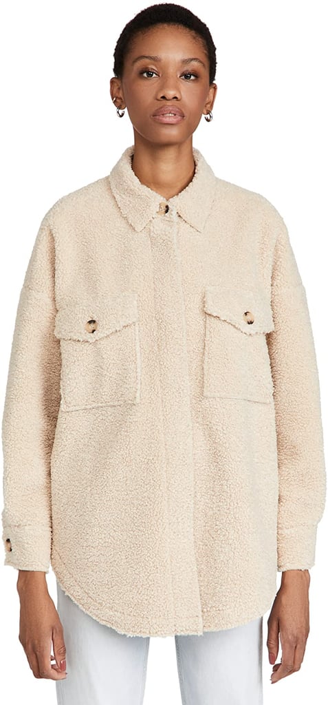 A Soft Shacket: Good American Contour Sherpa Jacket