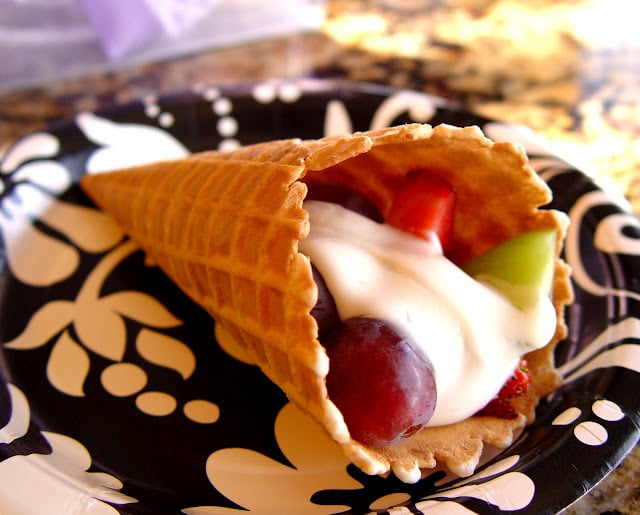 Waffle Cone Fruit Cup With Vanilla Cream