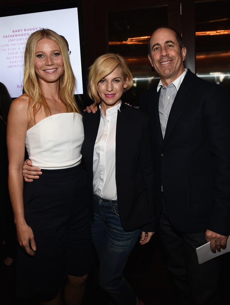 Gwyneth Paltrow posed with Jerry and Jessica Seinfeld at a Baby Buggy event in LA on Wednesday.