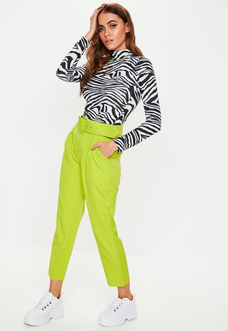 Missguided Lime Green Woven Belted Cigarette Pants