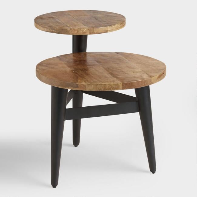 Wood and Metal Multilevel Accent Table