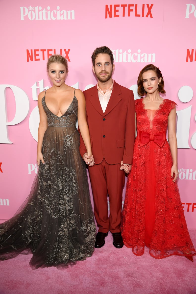 Julia Schlaepfer, Ben Platt, and Zoey Deutch at The Politician Premiere