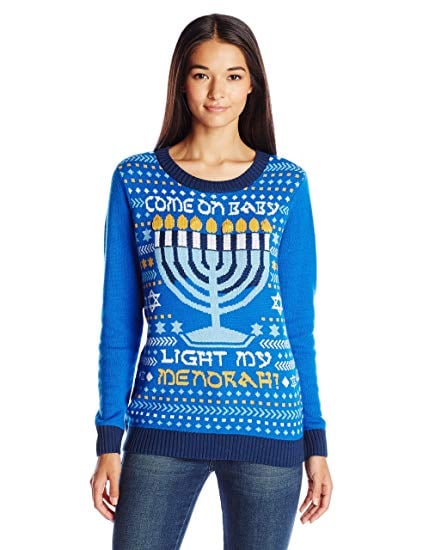 Ugly Hanukkah Sweater Women's "Light My Menorah"