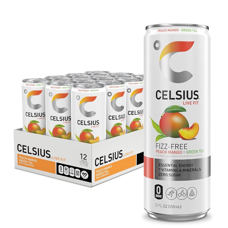 Celsius Peach Mango Green Tea, Pack of 12 ($19, originally $20)
Few energy drinks are as well-known and loved as Celsius, but it's not exactly cheap to sip. That's why Prime Day is the perfect time to stock up on your favorite flavors, like our go-to: Peach Mango Green Tea. An added bonus: if you prefer your drinks flat, the brand offers fizz-free flavors as well.