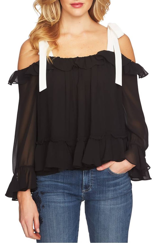 CeCe Ruffled Tie-Shoulder Blouse