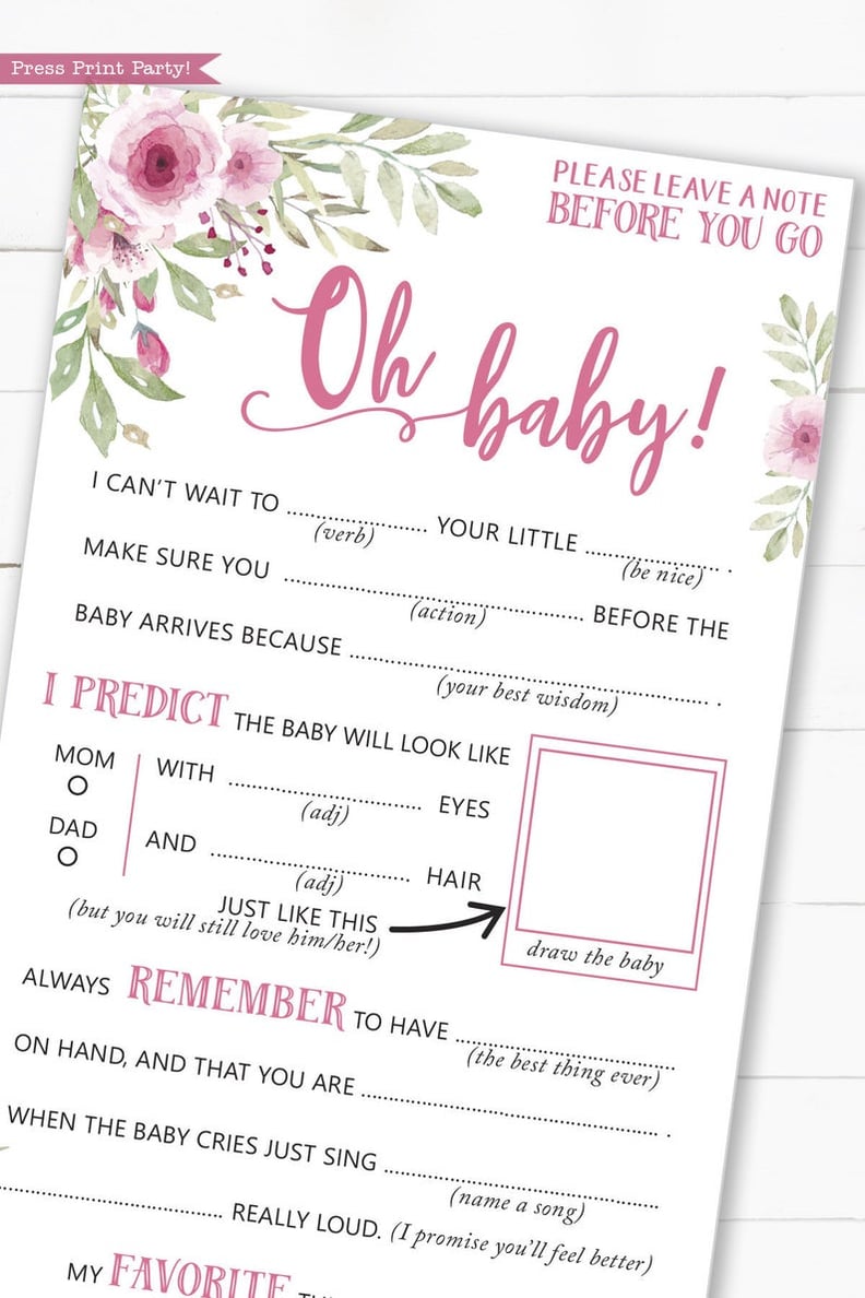 Baby-Shower Games For Men: Baby Shower Mad Libs