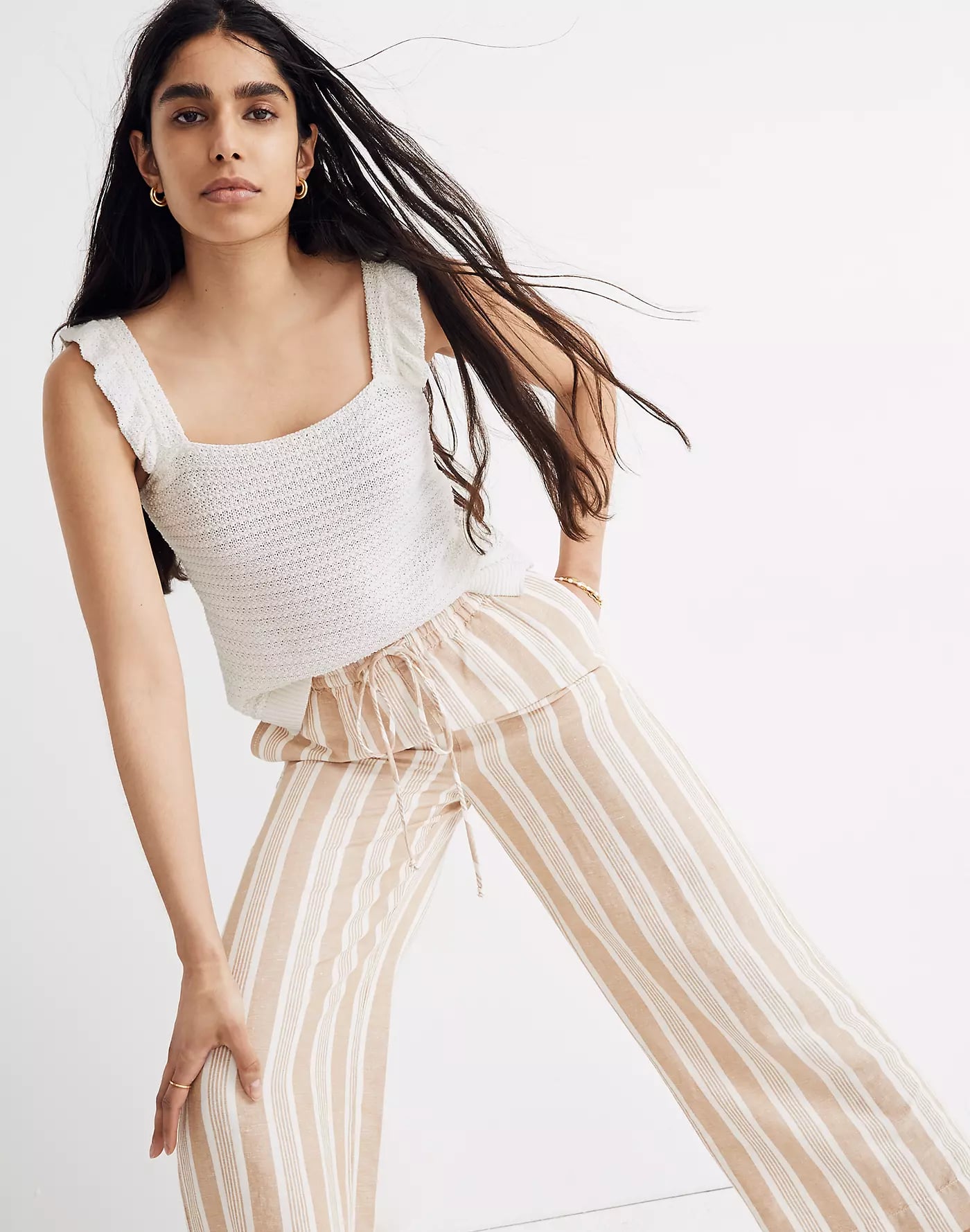 Ruffled crochet sales sweater tank