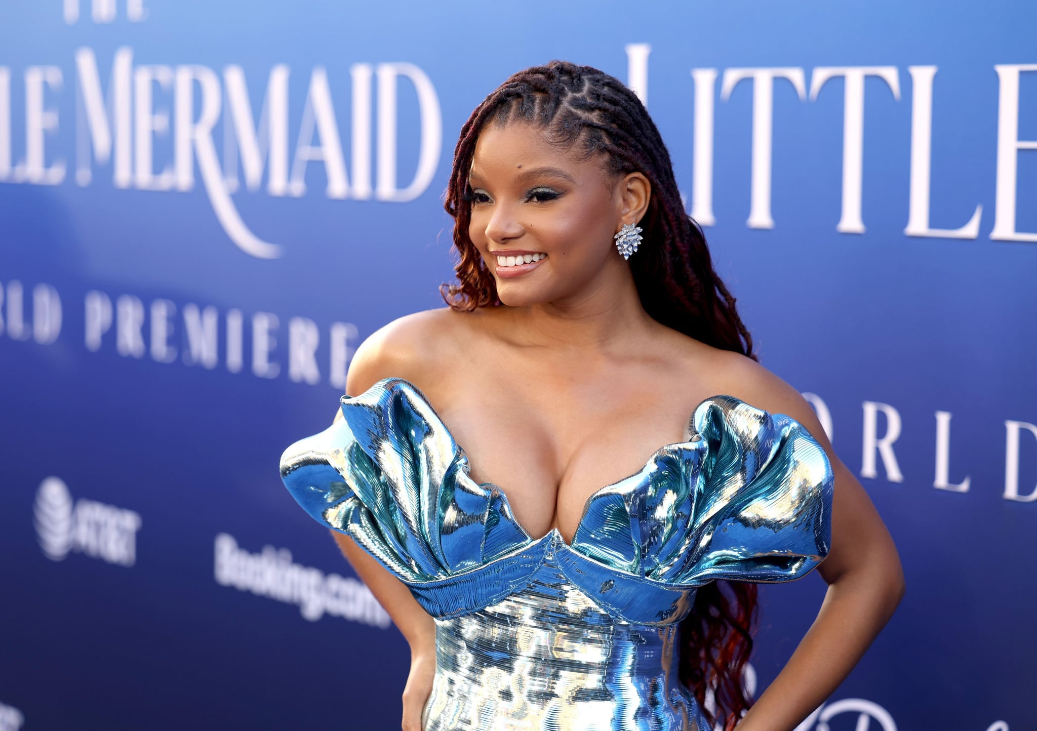 LOS ANGELES, CALIFORNIA - MAY 08: Halle Bailey attends the World Premiere of Disney's live-action feature 