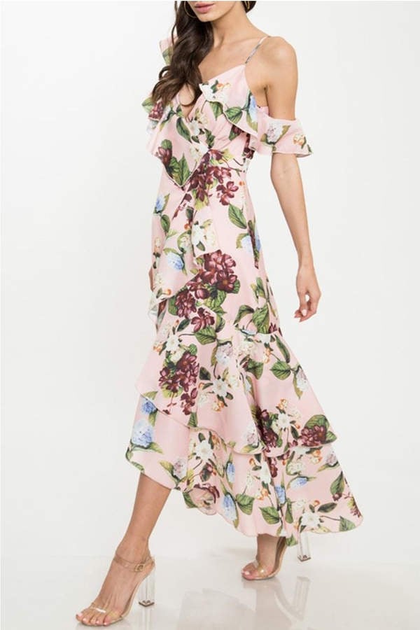 Floral outlet ruffle dresses