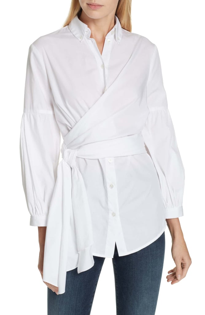 DVF Sinclair Puff-Sleeve Wrap-Detail Shirt