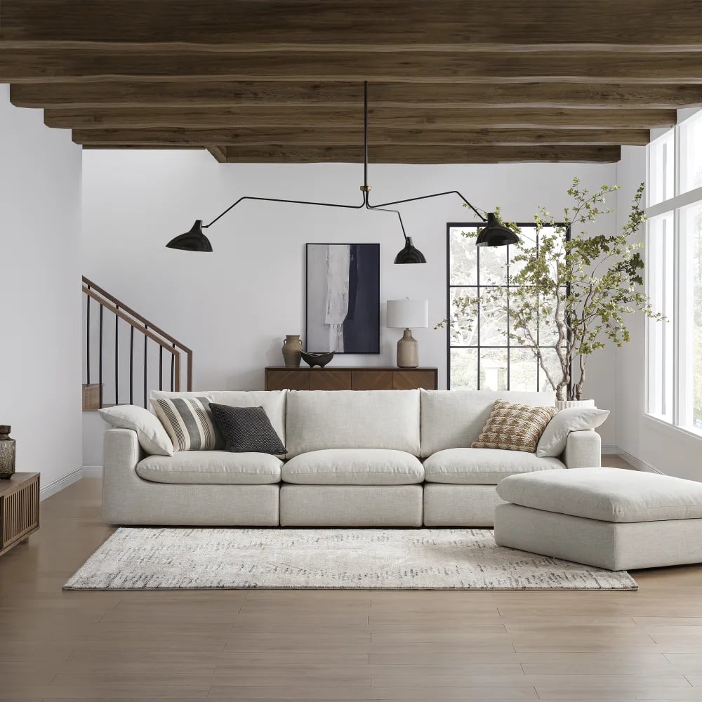 A Cloud-Like Couch Set: Dawson Extended Sofa With Ottoman