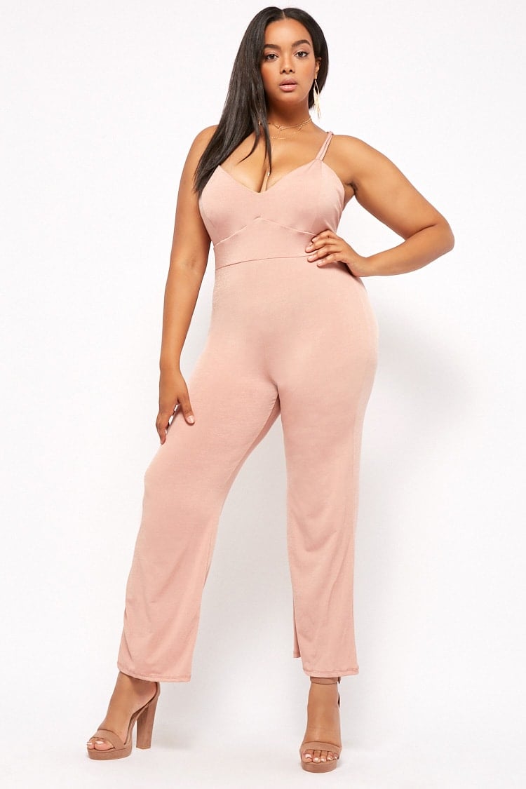 Final Sale Plus Size Spaghetti Straps Jumpsuit in Mustard and Gray Des –  Chic And Curvy