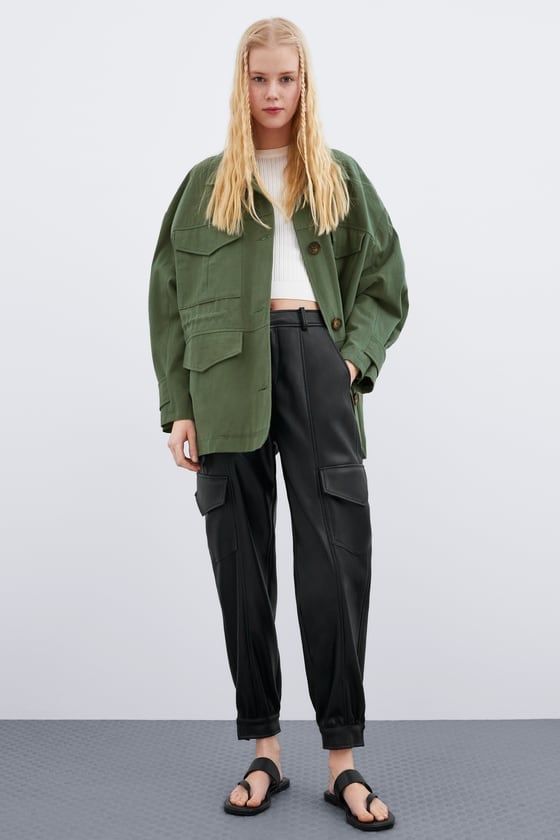 Zara Faux Leather Pants With Pockets