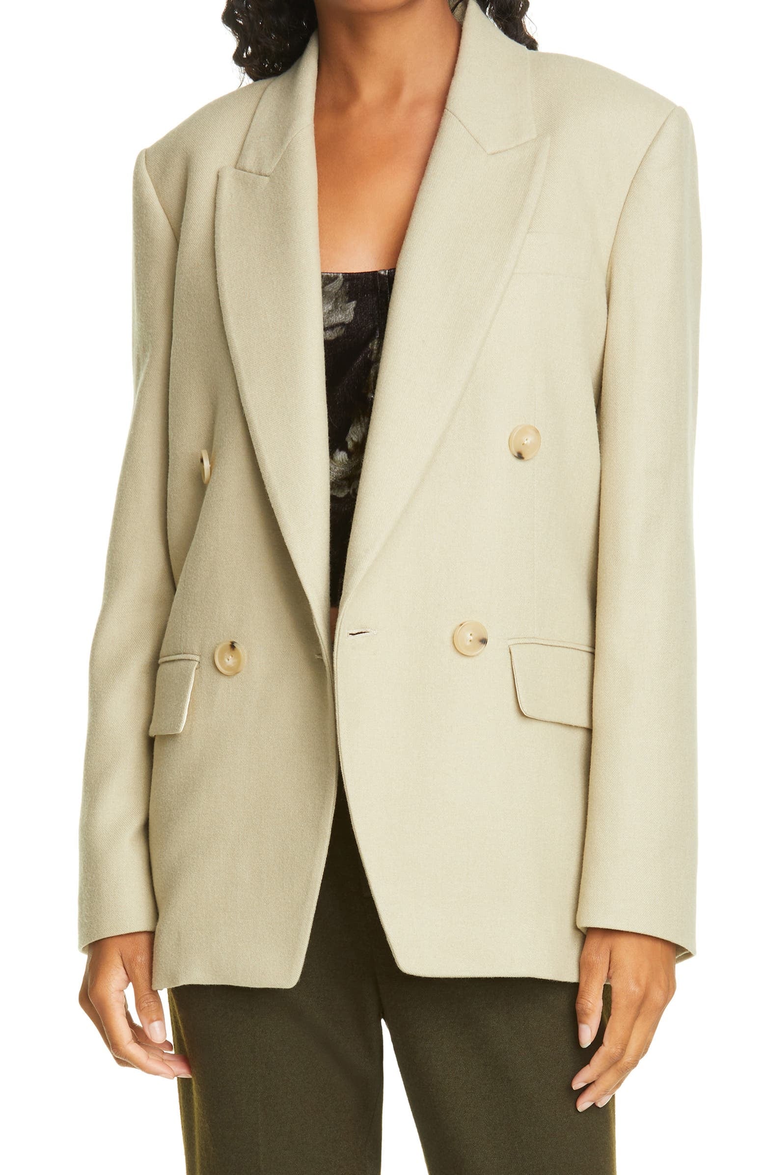 Vince double breasted flannel blazer clearance