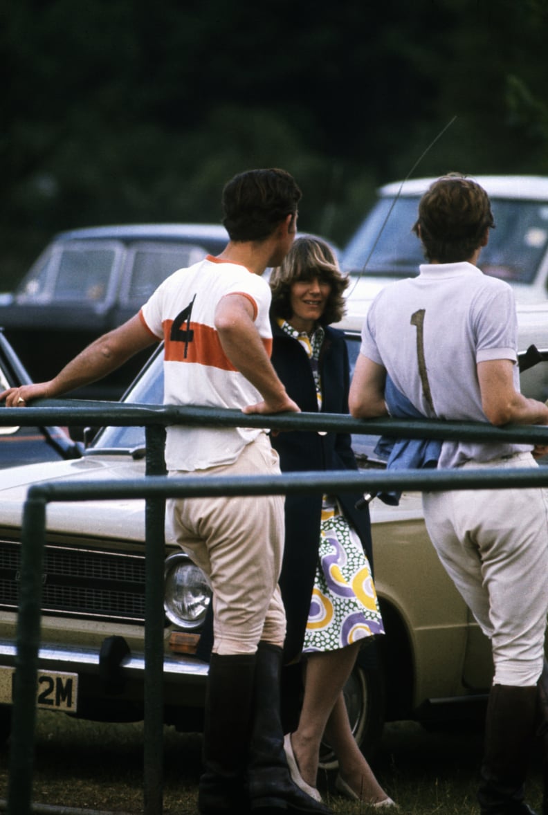 查尔斯王子和卡米拉在马球比赛在温莎大公园聊天