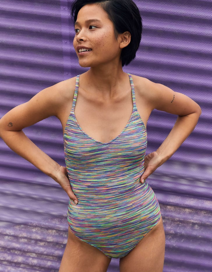 Aerie Space Dye Pique Strappy Back One Piece Swimsuit ...