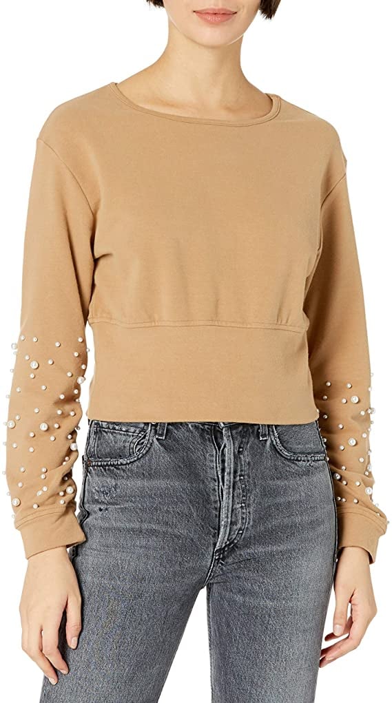 KENDALL + KYLIE Pearl Embellished Sweatshirt With Back Cut-Out