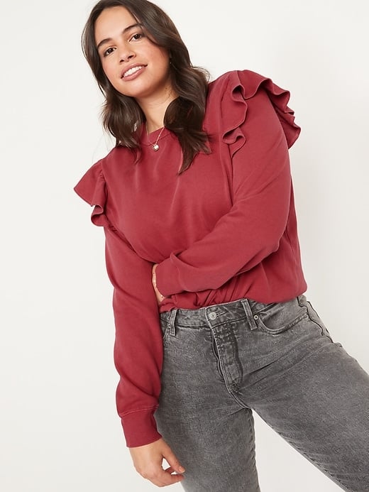 Old Navy Ruffle-Trim French-Terry Cropped Sweatshirt