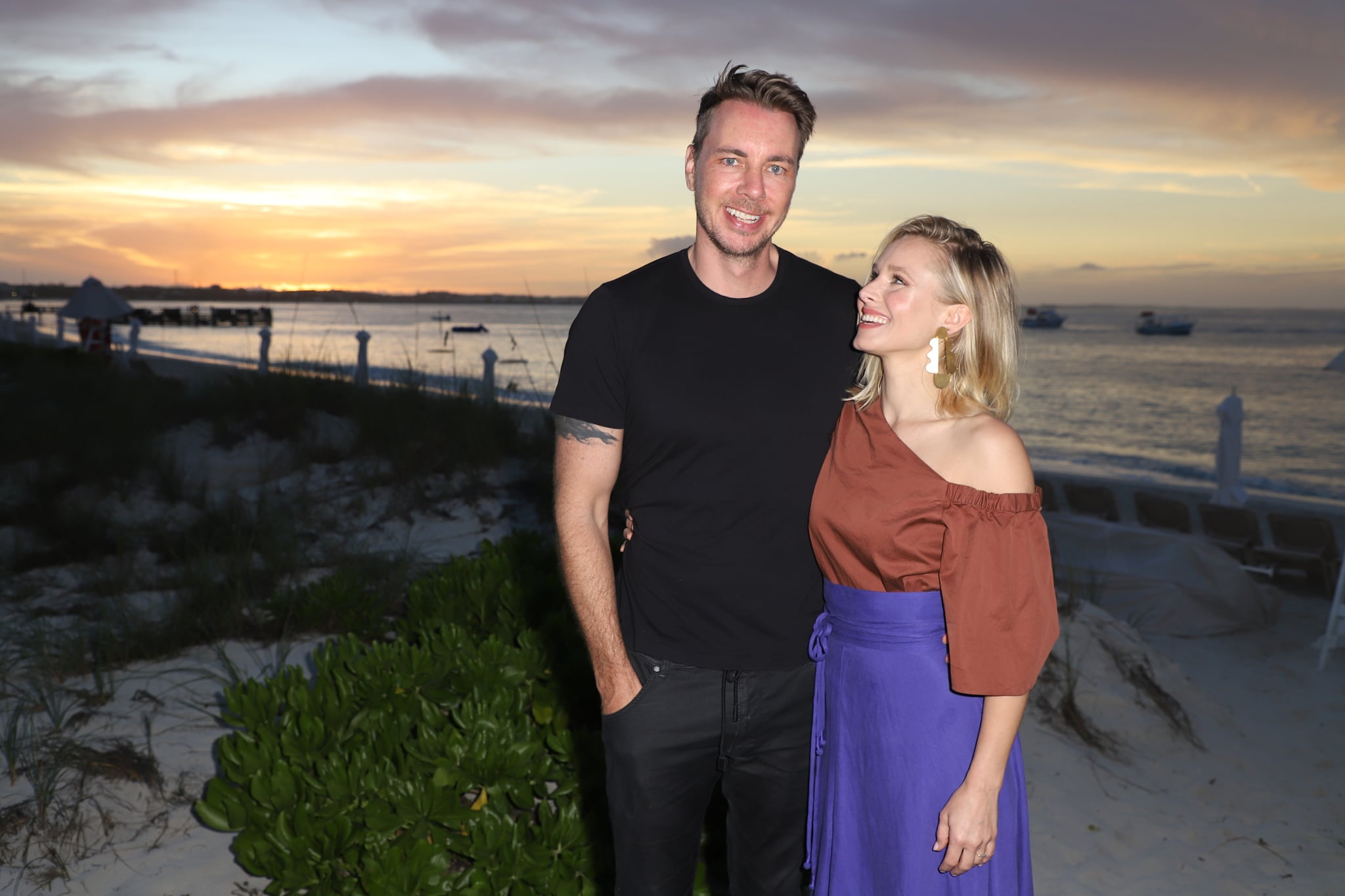 PROVIDENCIALES, PROVIDENCIALES - JANUARY 30:  Dax Shepard and Kristen Bell pose as she holidays with her family at Beaches Turks & Caicos Resort Villages & Spa on January 30, 2018 in Providenciales, Turks & Caicos.  (Photo by John Parra/Getty Images for Beaches)