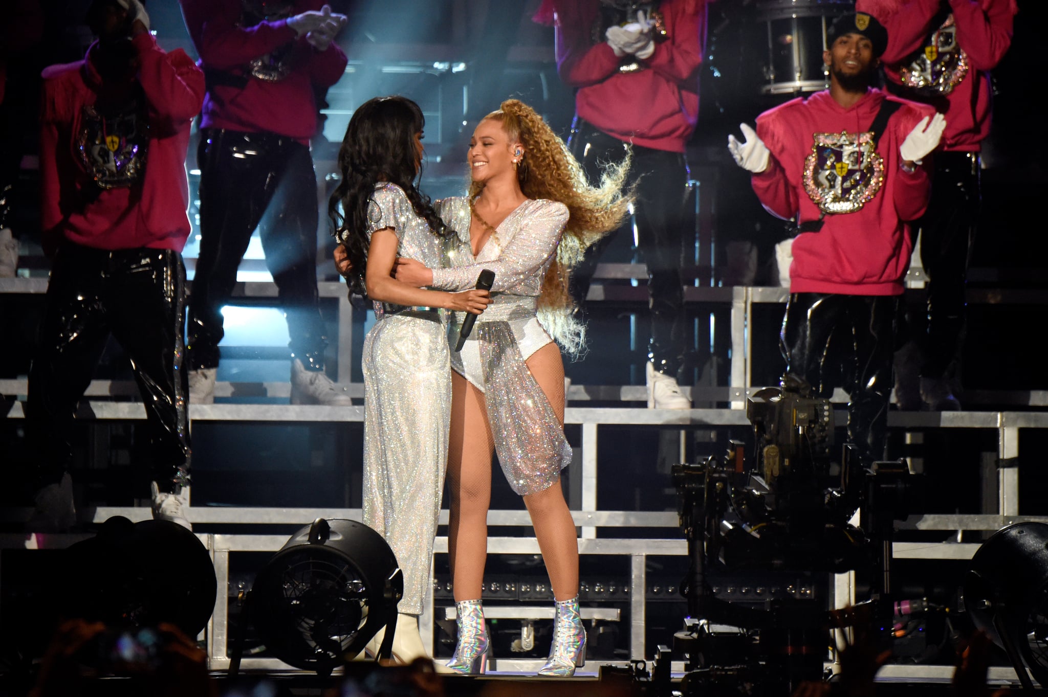 INDIO, CA - APRIL 21:  Michelle Williams and Beyonce Knowles of Destiny's Child perform onstage during the 2018 Coachella Valley Music And Arts Festival at the Empire Polo Field on April 21, 2018 in Indio, California.  (Photo by Kevin Mazur/Getty Images for Coachella)