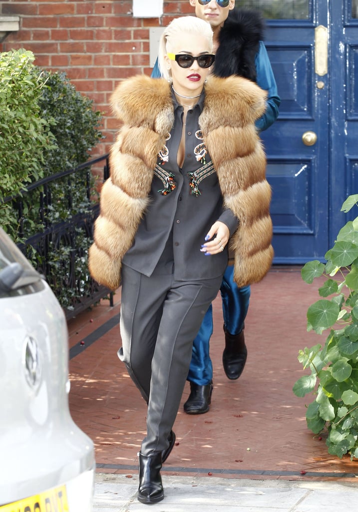 Rita Ora looked ready for the camera when she stepped out in London on Saturday.