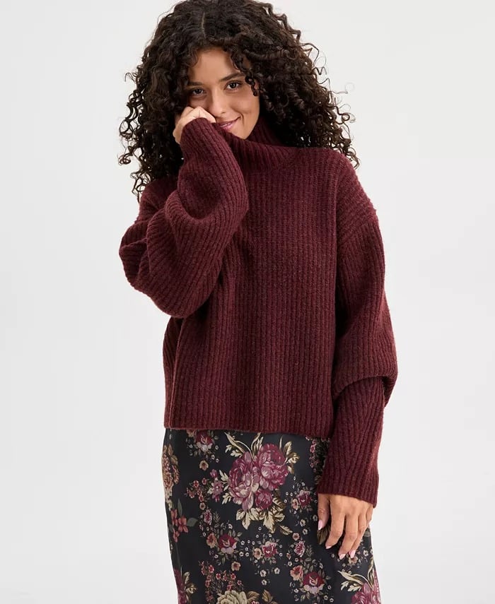 Lucky Brand Ribbed Mock-Neck Sweater