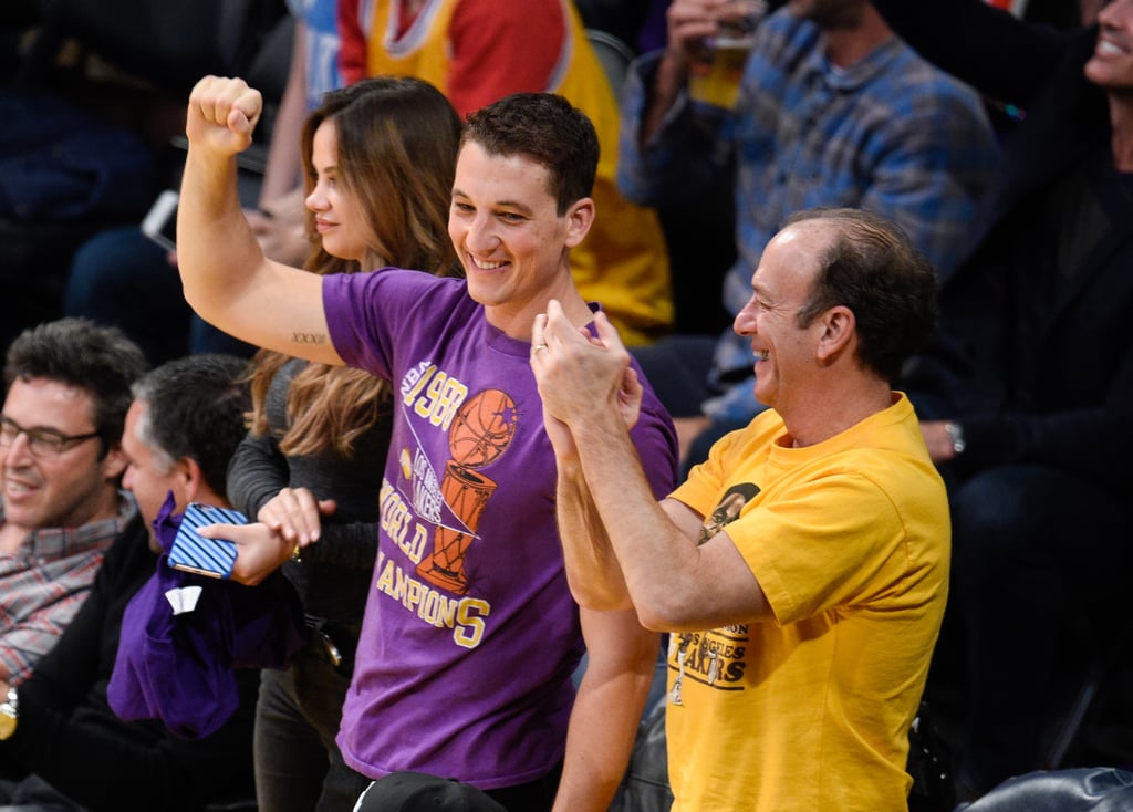Miles Teller and Dax Shepard at Lakers Game April 2016