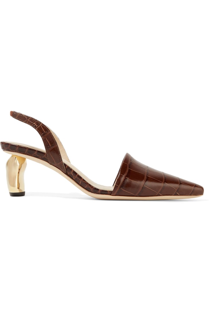 Rejina Pyo Conie Croc Effect Leather Slingback Selena Gomez s