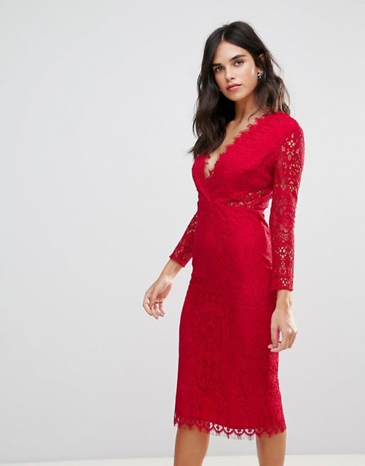 Asos red pencil dress sales