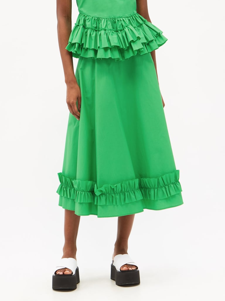 Molly Goddard Morgan Frilled Cotton Midi Skirt