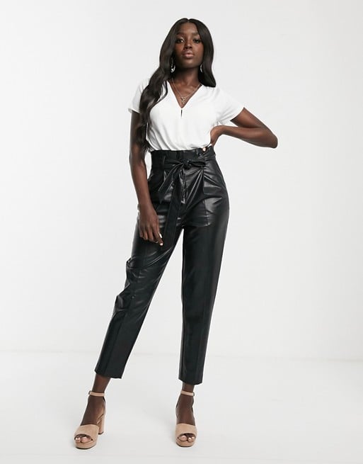 New Look Faux Leather Paperbag Pants
