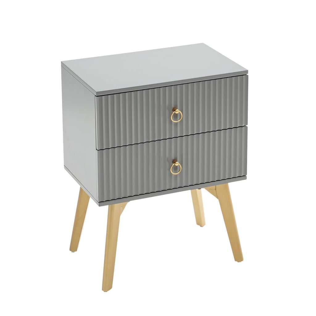 Modern Gray Two Drawer Nightstand