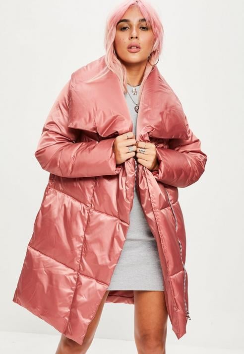 Missguided Pink Waterfall Puffer Jacket