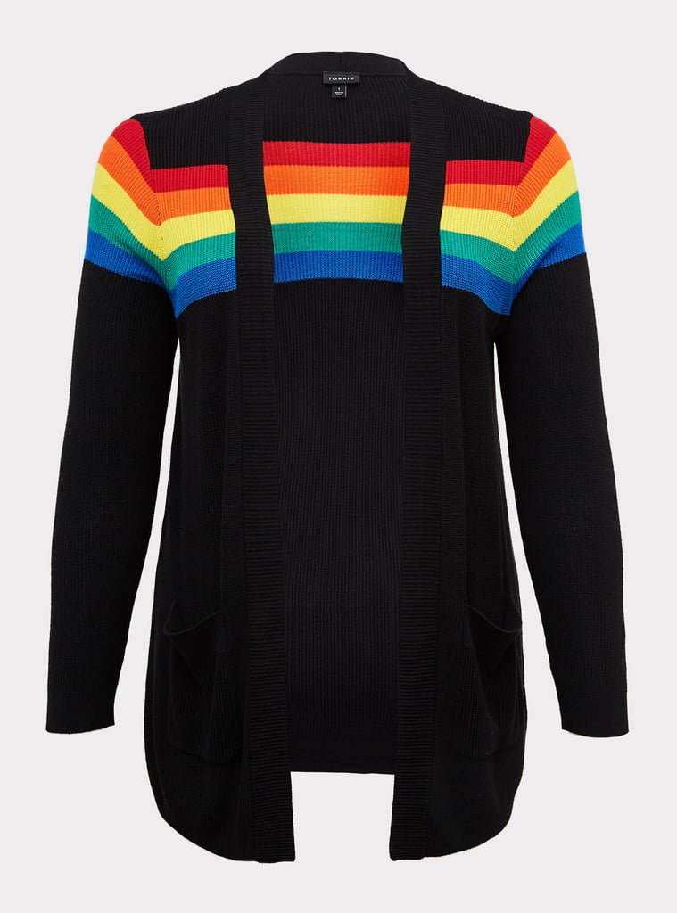 Torrid Black Rainbow Stripe OpenFront Cardigan Torrid's Celebrate