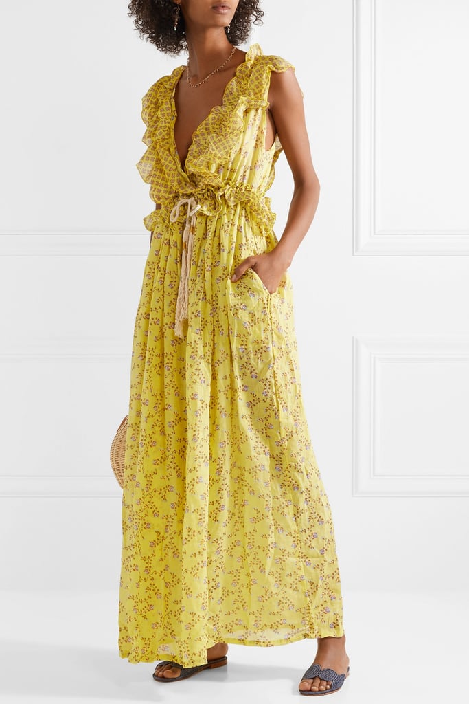 Yvonne S Marie-Antoinette Ruffled Floral-Print Linen Maxi Dress