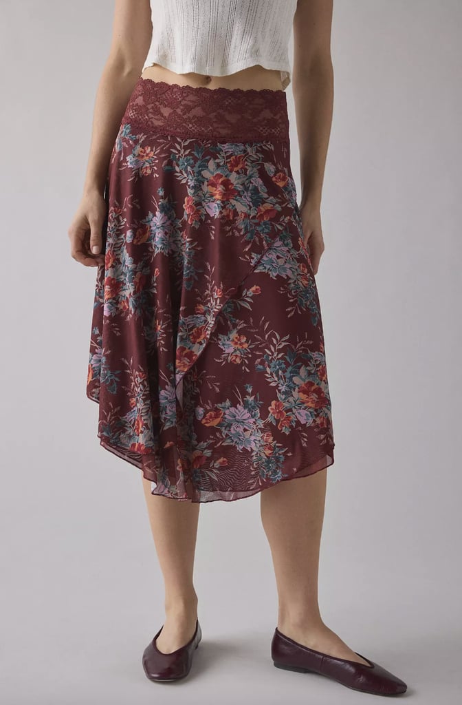 Kimchi Blue Lace Trim Midi Skirt