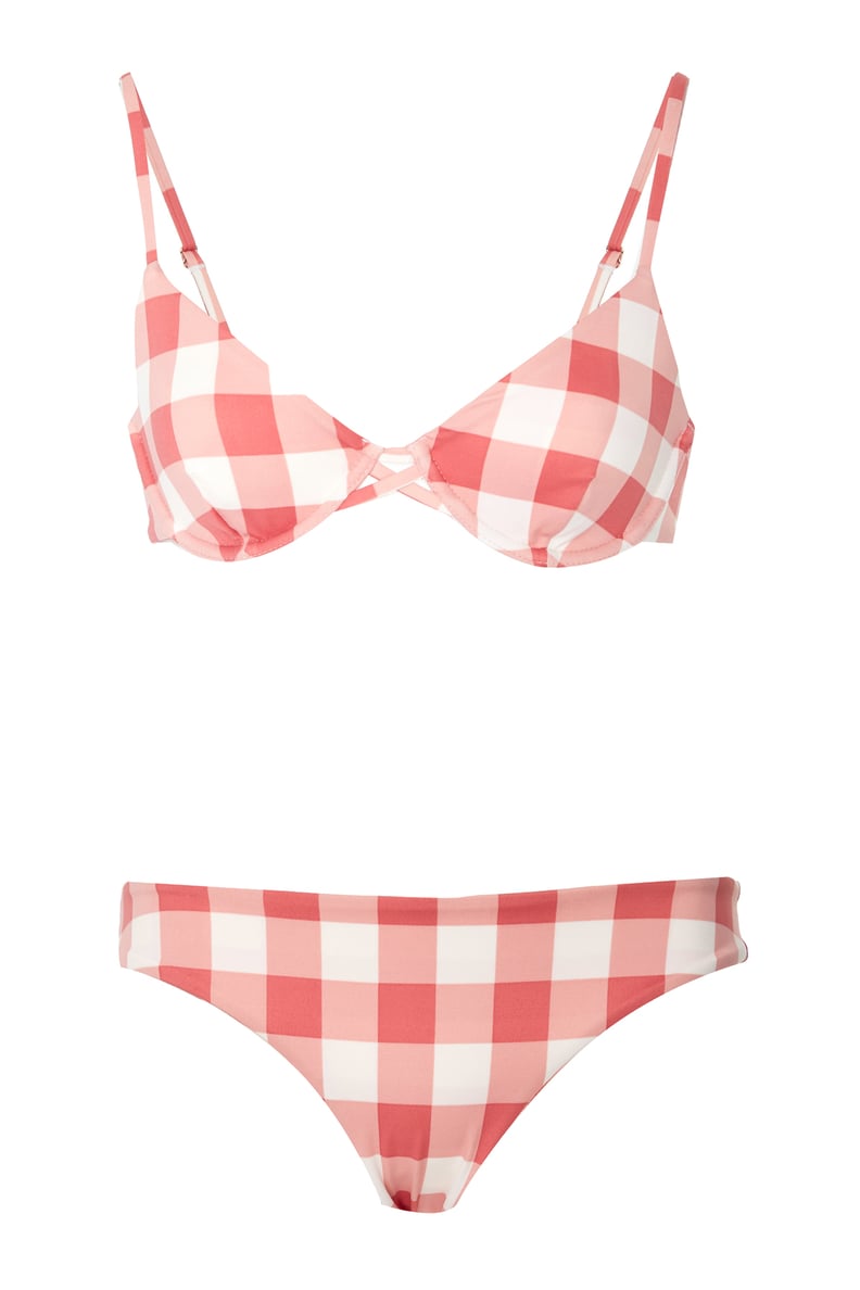 Tori Praver Lola Gingham Underwire Bikini Top and Mimi Ruched Gingham Cheeky Bikini Bottom