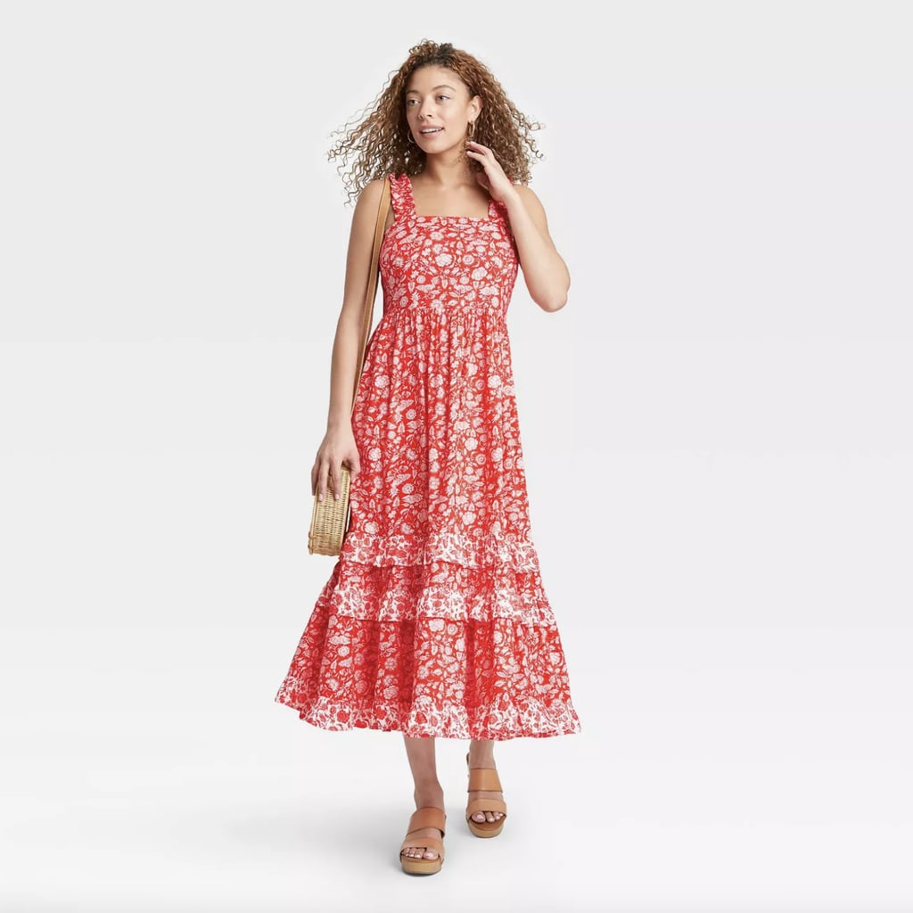 Universal Thread Floral Print Smocked Tiered Tank Dress
