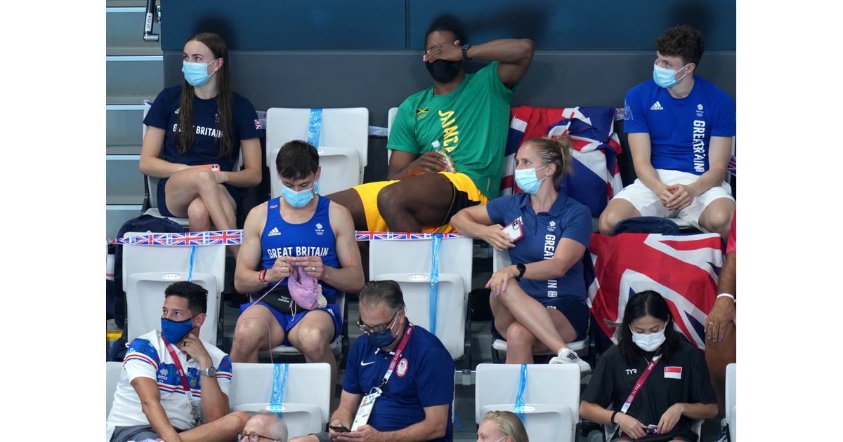 Tom Daley Seen Knitting in Stands at Tokyo Olympics ...