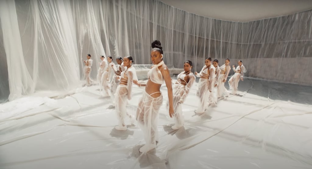 Normani and her dancers wear ethereal, all-white ensembles for this expertly choreographed dance sequence.