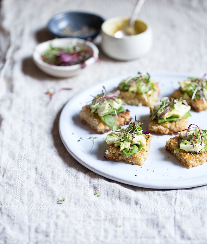 Crispy Sesame and Quinoa Rice Cake With Avocado