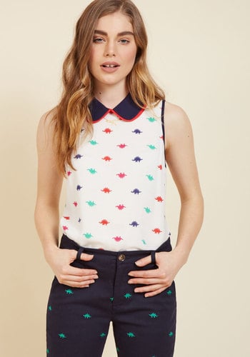 Doubly Delightful Sleeveless Top in Dinos in 2X