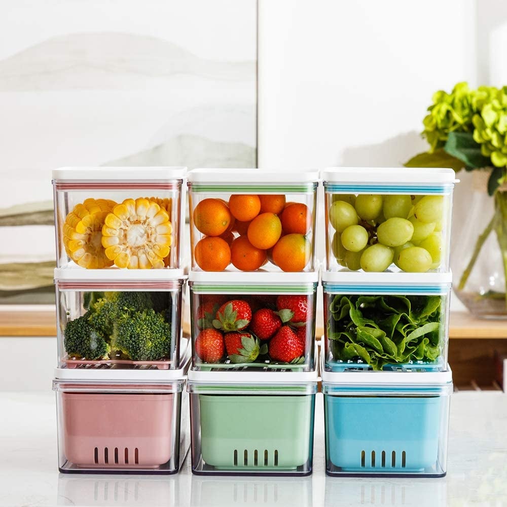 5 Pack Food Storage Organizer Bins Clear Plastic Removable Snack