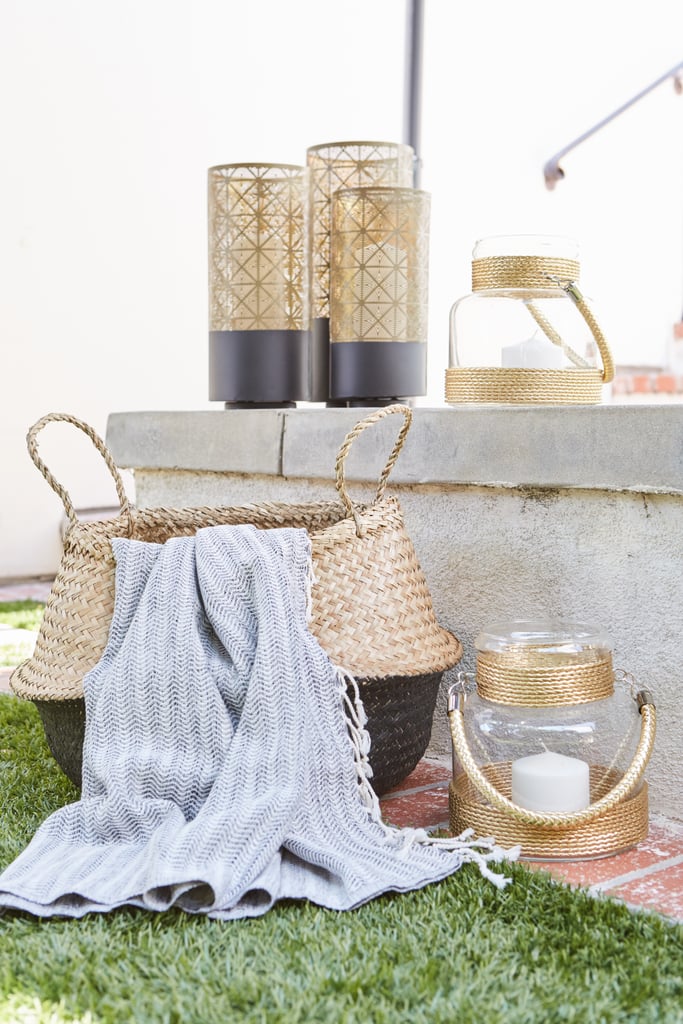 Just because you're outside doesn't mean you can't use stylish storage like woven baskets. Textured, organic accents enrich the backyard while also being functional.
