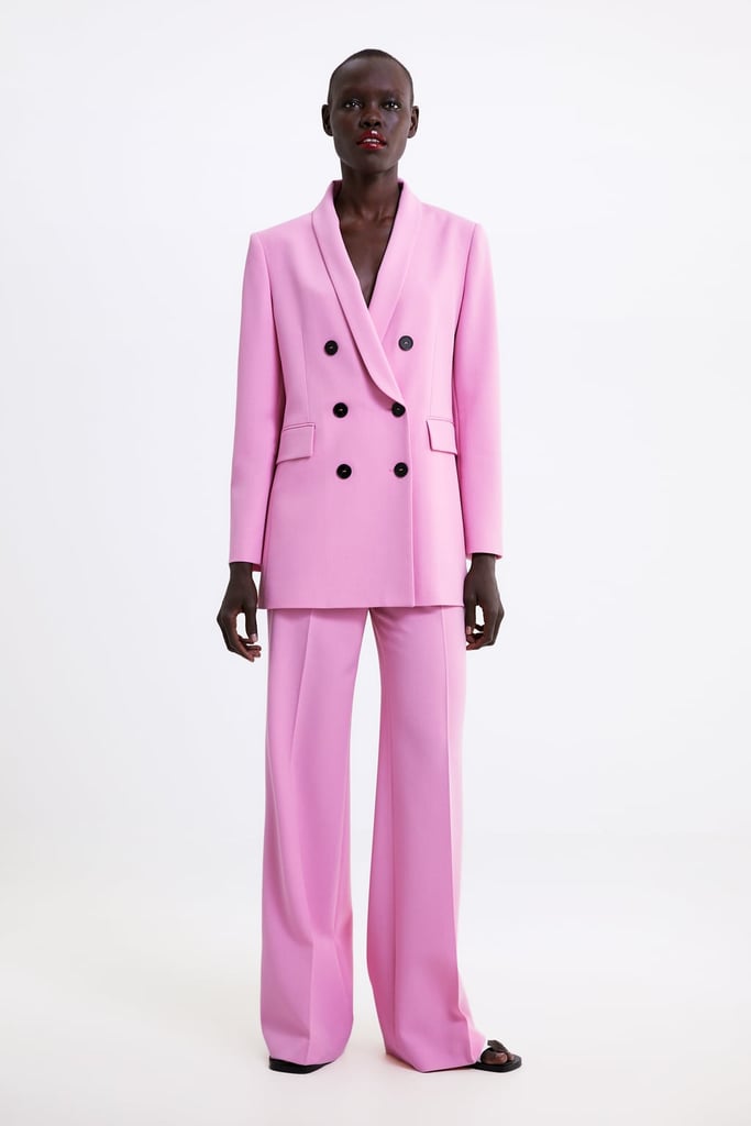 pink trouser suit zara