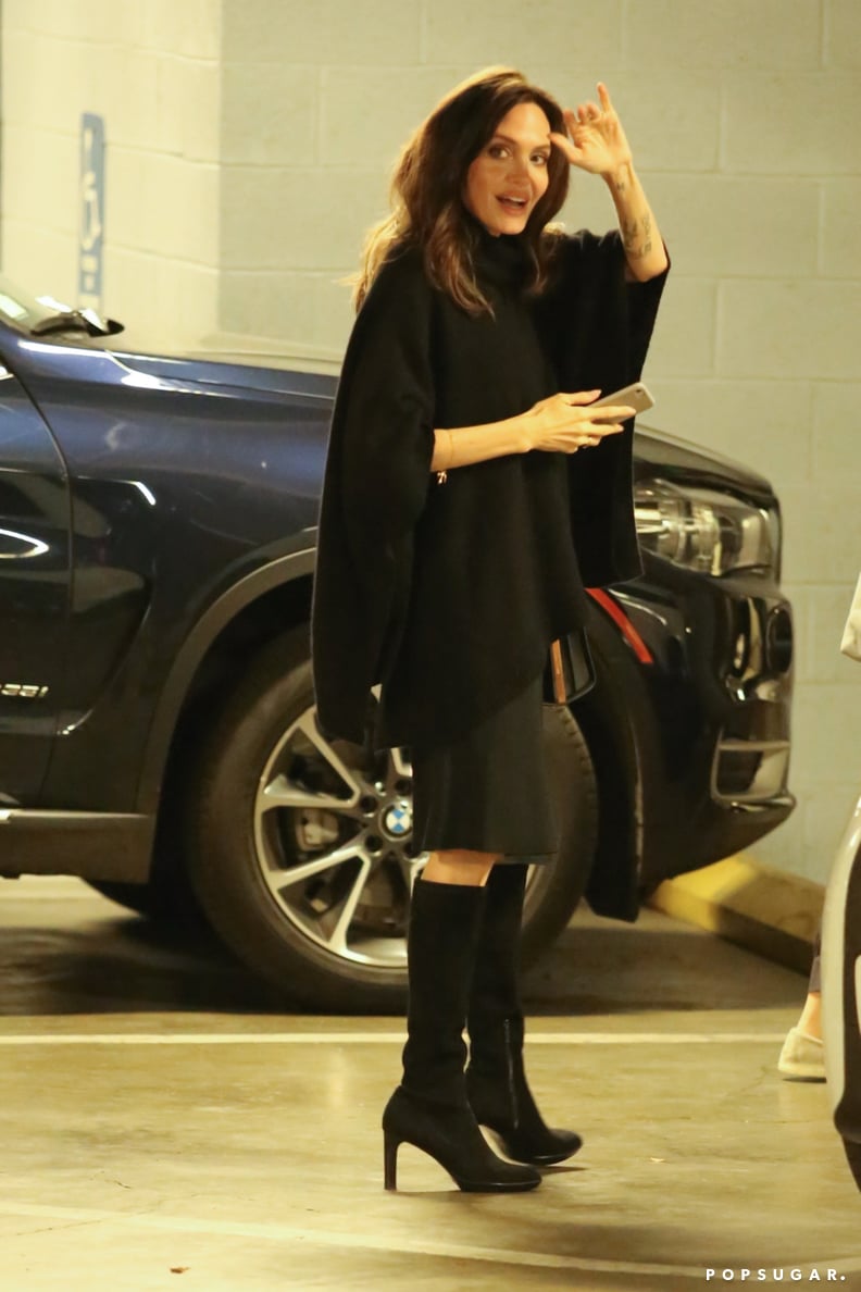 Angelina Jolie in Aquatalia Boots in Los Angeles with Knox Jolie