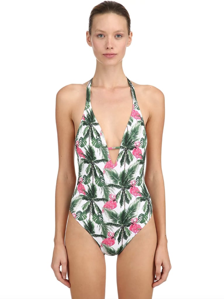 MC2 Saint Barth Flamingo Palm Print One Piece Swimsuit